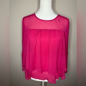 a.n.d. (a new day) Sheer Layered Blouse – Fuchsia Pink (XS)